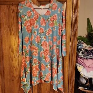 Simply Southern Floral Blue and Pink Dress